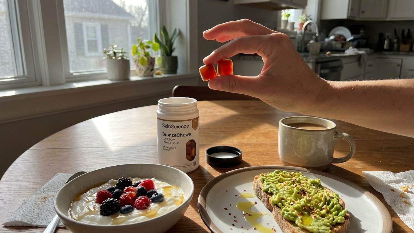 Two watermelon gummies with breakfast &mdash; the whole routine — two a day, no water, no routine